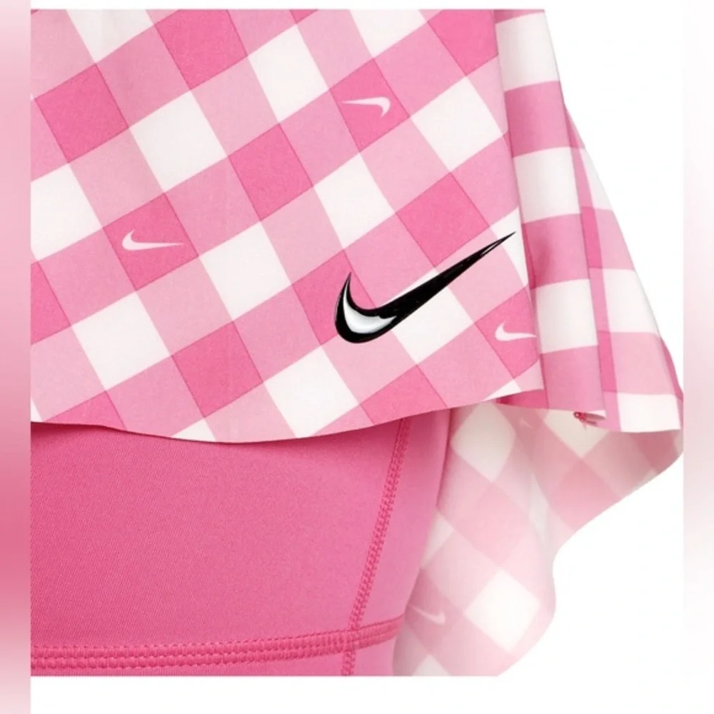 Nike Dri-Fit Club checkered Pink White Printed tennis Skirt skort size small new